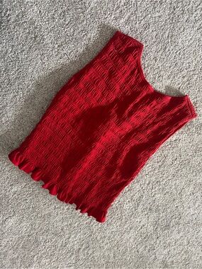 Red Smocked Tube Top Abercrombie reversible